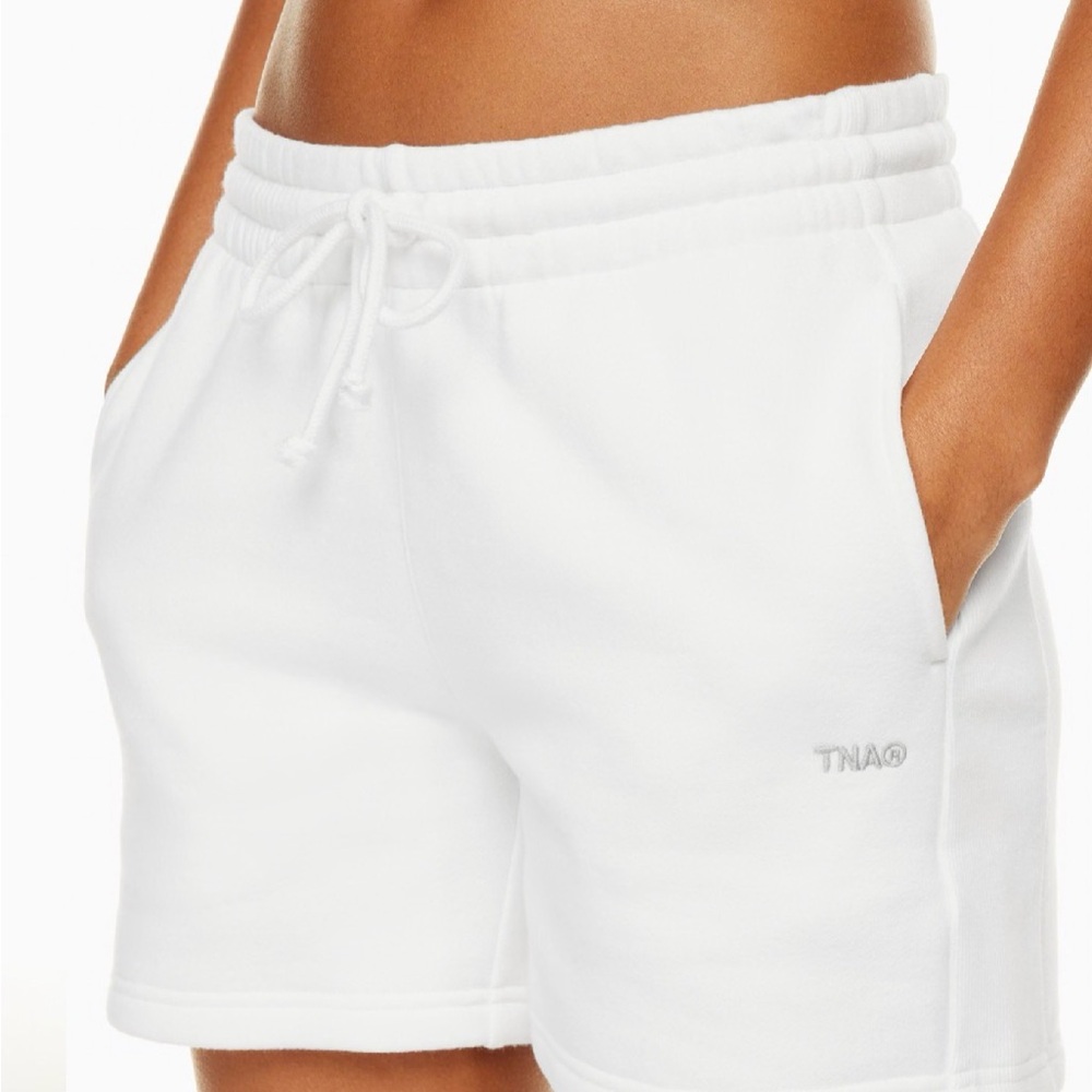 TNA White Fleece Drawcord Athletic Shorts
